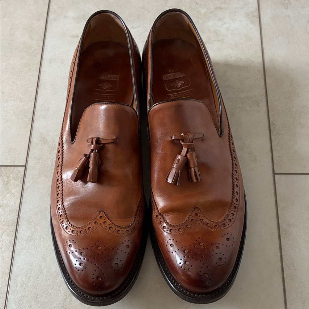 Okeeffee Cognac Brown Leather Tassel Shoe Size 12